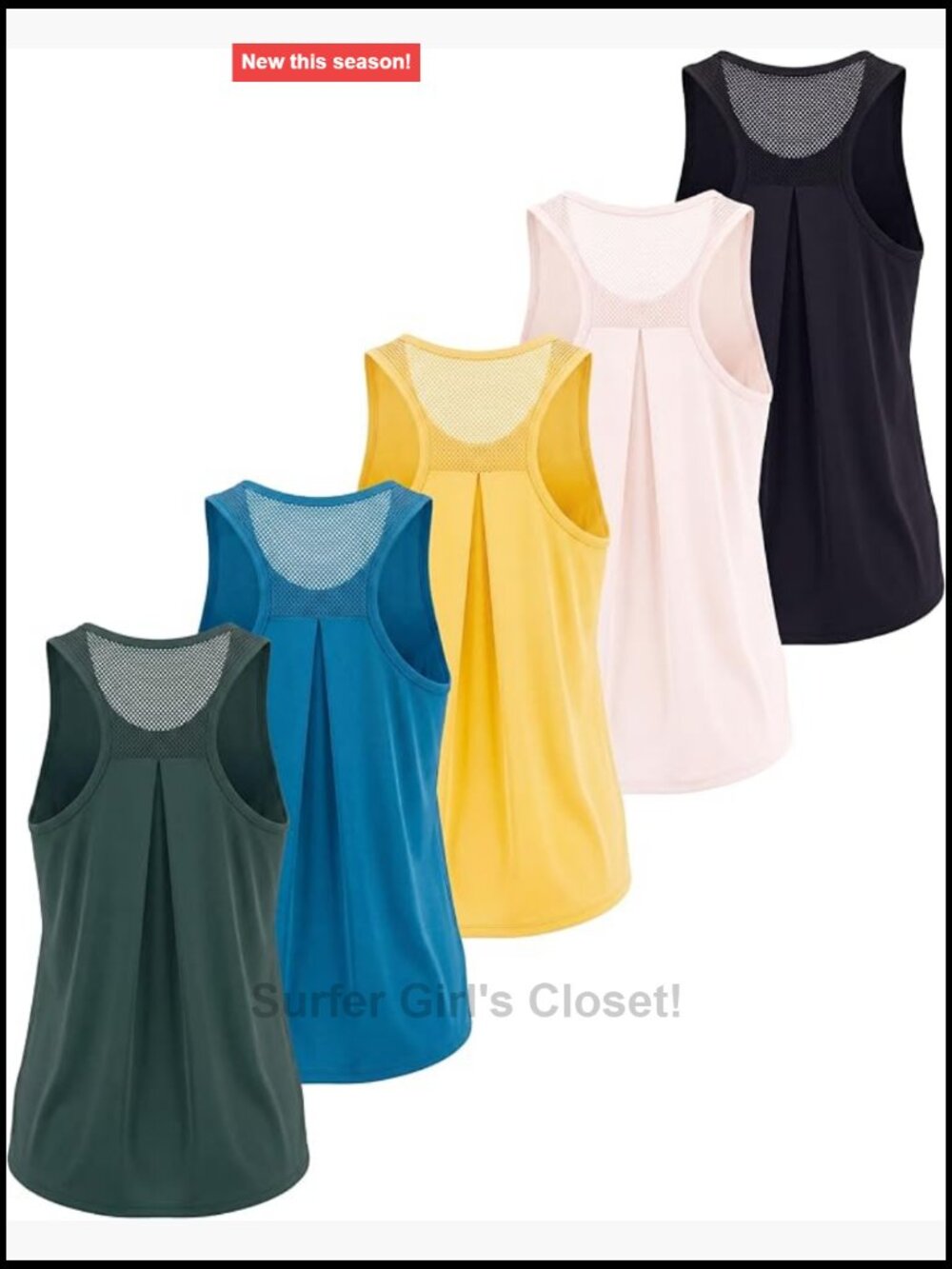 5 Pack Women's Racerback Mesh Tank Tops Athletic Gym Yoga Tee